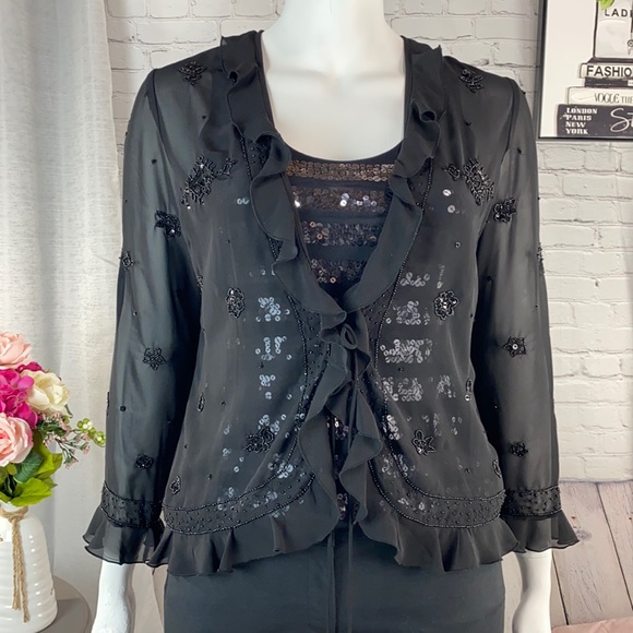 Coldwater Creek Jackets & Blazers - COLDWATER CREEK Black/Beaded Jacket Size: 16